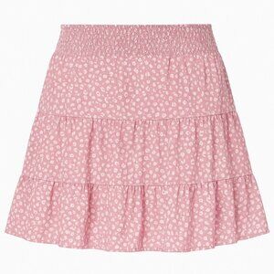HOLLISTER Pink Floral Ultra High-Rise Tiered Mini Skirt - Size Large